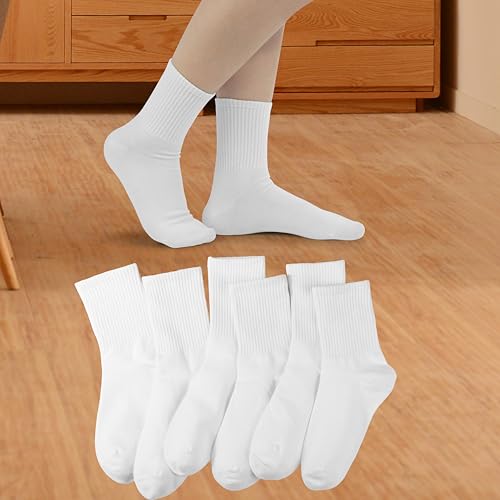Women Thin Crew Socks Casual Cotton Calf Socks 6 Pairs Size 5-10