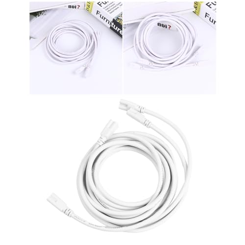 ELAYARD 2 Stück 2 Meter LED Röhrenkabel 3-polig Doppelseitiges Netzkabel T5 T8 Stromkabel Verbindungskabel für Leuchtstoffröhren LED Leuchten Glühbirnen Ersatz