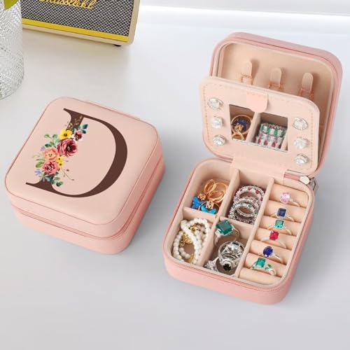 Parima Graduation Gifts for Her - 2026 Graduation Gifts for Her, College Gift, Inspiration Gift for Teen Girls, Personalized Jewelry Case - Letter D, Pink