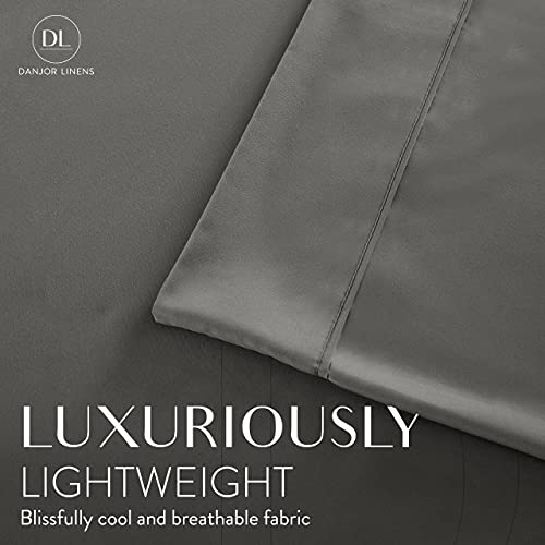 Danjor Linens Bed Sheet Set Twin XL for College Dorm Room, Back to School Items, Sheets with 2 Pillowcases, Lightweight Brushed Microfiber Deep Pockets, 4 Piece Bedding Sets, Gray