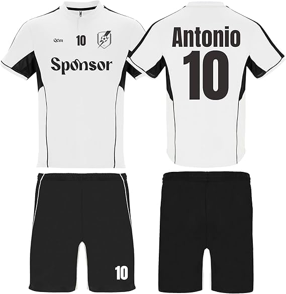 Equipación de Fútbol Personalizada — Camiseta y Pantalón — Personaliza Escudo Nombre y Número — Unisex — Niño y Adulto