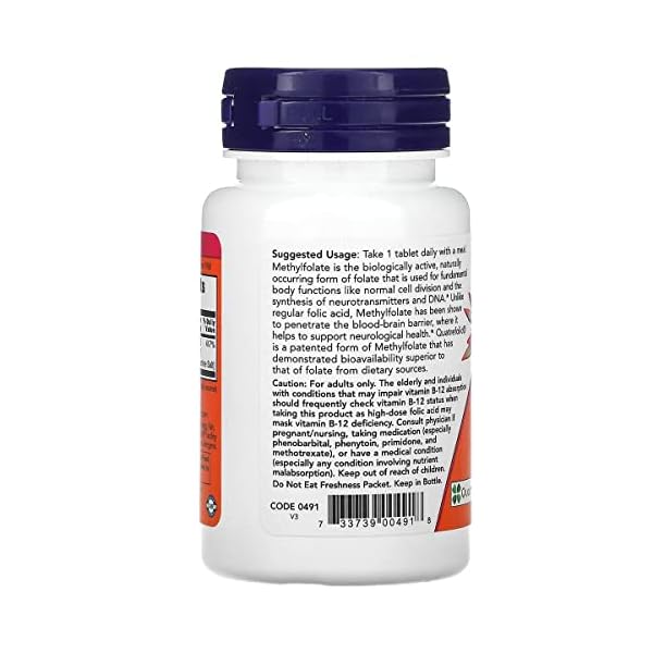 Metilfolato (Methyl Folate) 1000mg 90 Tabletes - Now - Imagem 4