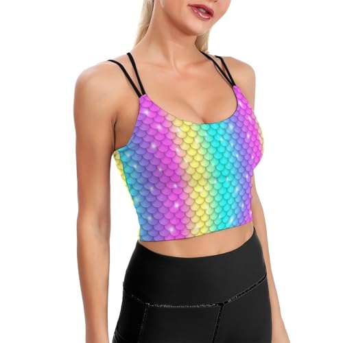 Soutien-gorge de sport anti-frottements à caraco yoga intégré Rainbow Scales2 rembourré