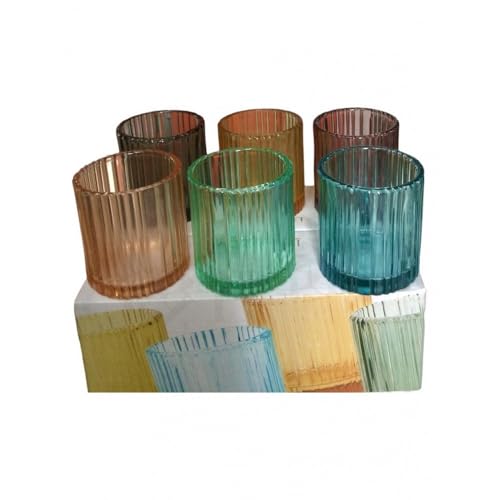 BRANDANI Plissè Set 6 Pezzi Bicchiere Shot Liquore 70ml Vetro Colorati