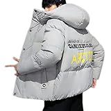 [KAPE1] ダウンジャケット メンズ ダウンコート 中綿 ライトダウンジャケット 軽量 防寒 防風 ファッション ジップアップ トップス 防寒対策 カジュアル アウター 厚手 お洒落 冬物 アウトドア 通勤 仕事 グレー OL 大きいサイズ