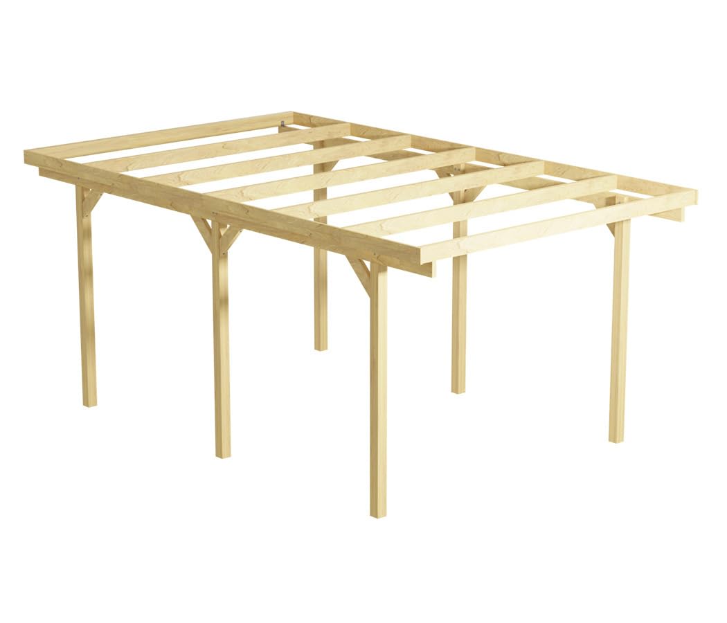 Wood&Play Granit I Copertura per garage per un'auto - Lavorazione di alta qualità - Autoassemblaggio - Stabile e resistente - Base solida - Utilizzo versatile - 300 x 500 cm - Montanti 210 cm