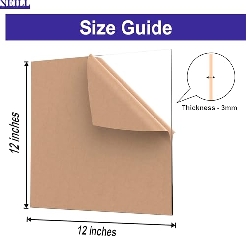 Image of NEILL High Gloss Acrylic Square Sheet with Rounded Corners, 3mm Thickness, Transparent 12 inch x 12 inch (Pack of 3) - Ideal for Glass Painting and DIY Projects Clear.
