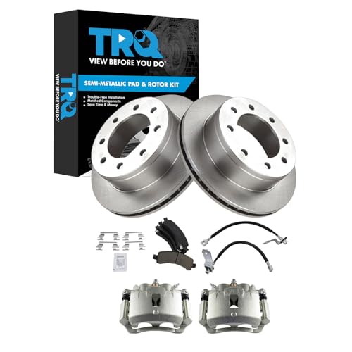 Image of TRQ Rear Brake Pad & Rotor Kit Ceramic Compatible with 2003-2013 Chevrolet Express 3500 2003-2012 GMC Savana 3500