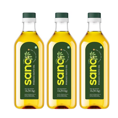 Image of Sano Pomace Olive Oil 3L Pet Bottle - Ideal For Frying, Roasting, & Sauteing | Rich Flavor & High Smoke Point | Versatile Cooking Oil For Indian Cuisine | Healthy Cooking Oil (3 Litre).