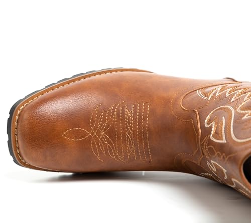 Image of Metrocharm Men's Cowboy Western Embroidered Square Toe Boots WESTERN-03