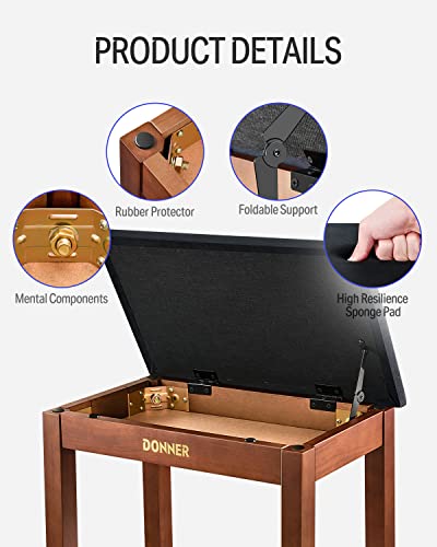 Donner DDP-80 Digital Piano 88 Key Weighted Keyboard+ Donner Piano Bench with Storage - image 7