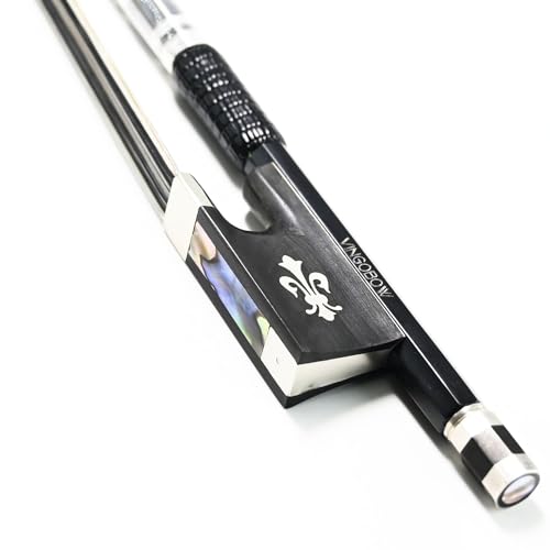VINGOBOW New Model 4/4 Full Size Violin Bow Advanced Carbon fiber Bow with Black Hair and White Hair...