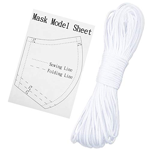 1/8 inch Elastic Mask Strap String,100 yards White Round Thin Cord Securing Holder