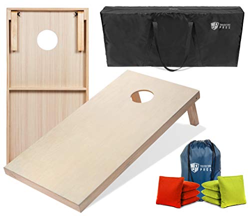 Tailgating Pros Cornhole Boards - 4'x2' & 3'x2' Cornhole Game w/Carrying Case & Set of 8 Corn Hole Bags - 150+ Color Combos! Optional LED Lights