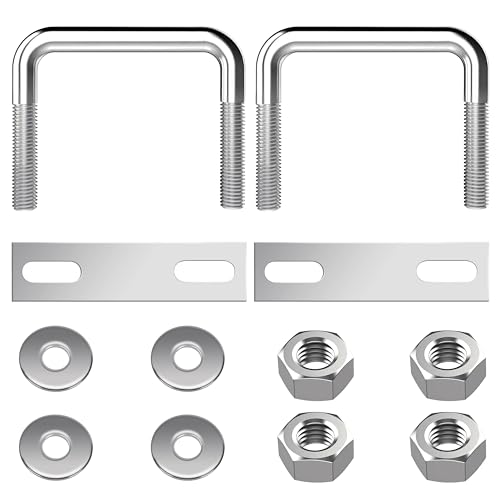 Bulloni a U Quadrato M8 Bulloni a U in Acciaio Inox con Dadi e Piastra Di Telaio per Tubo Dell'Acqua Fisso Barche Ancho interior 50 mm 2 Pezzi M8 50x50mm