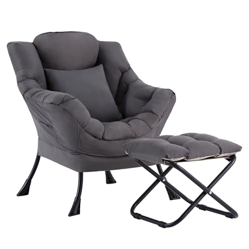 YOTATING Lazy Chair with Ottoman, Modern Accent Leisure Sofa Chair