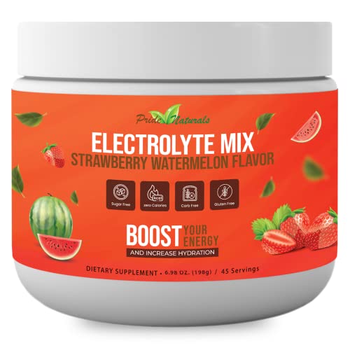 Electrolyte Powder - Refreshing Workout Recovery Electrolytes, Sugar Free, Gluten Free & Vegan, Pure Keto & Paleo Hydration Beverage, Immune Boosting Vitamins (198 Grams, Strawberry Watermelon) #TOP9
