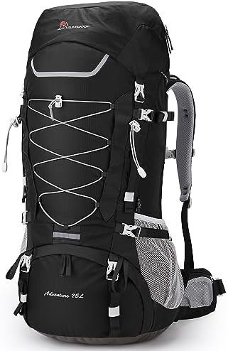 MOUNTAINTOP 75L Internal Frame Backpack with Rain Cover Backpacking Camping Hiking Backpack for Men Women
