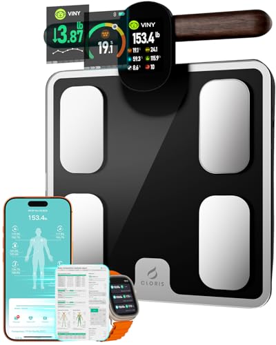 CLORIS Digital Smart Scale FSA&HSA Eligible for Body Weight Fat BMI Muscle Mass 28 Body Composition Measurement Health Analyzer 8 Electrodes with App Bluetooth, Full-Color TFT LCD