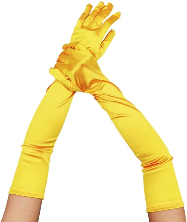 Elbow gloves women Long Opera Party 1920s Satin Gloves Stretchy Adult Size Elbow Length