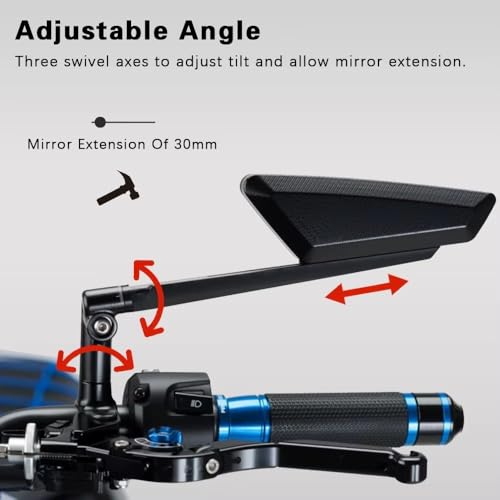 Espejo Retrovisor Ajustable y Antivibración para Manillar de Moto Hornet 3