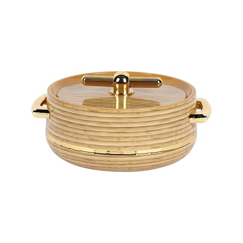 Royalford 1200ml Woodland Insulated Hotpot RF12966 Food-Grade Keeps Food Hot and Fresh Super PU Insulation Stainless Steel Inner Firm Twist Lock for Rice Roti Curry Multicolor 1pc