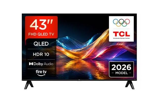 TCL 43V5D - 43" Full HD, QLED, HDR, Direct LED, Fire TV, naciśnij i zapytaj Alexa, AirPlay 2, metalowa konstrukcja bez obramowania