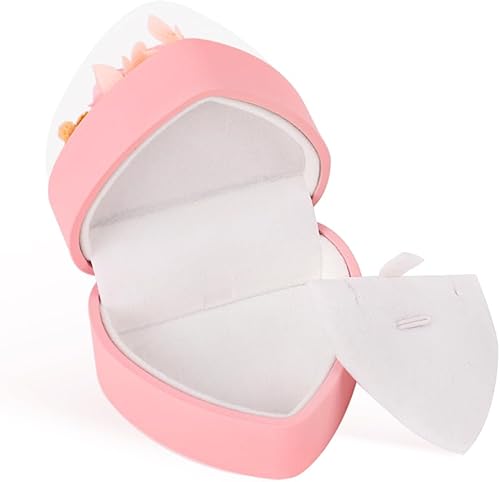 Miniatura 4 de iSuperb Caja con colgante en forma de corazón, flor preservada, caja de joyería de terciopelo, caja de regalo para el día de San Valentín, día de la