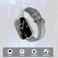 Puqo Smartwatch für Herren und Damen, 1,95 Zoll Smartwatch, Anrufannahme/Anrufannahme, 112 Sportmodi Fitness Tracker mit Schrittzähler/Schlaf/Herzfrequenzmesser, IP68 Smart Watch (Grau) – Ansicht 7