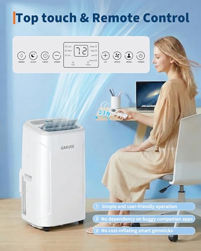 Image of Garvee Portable Air Conditioner 14,000BTU, Remote Control, Portable AC Unit, Dehumidifier, Fan, 850Sq.Ft Cool /Dry /Swing,Quite,LCD Display,Fast Cool, Air Purification,1400W, CEER7.83,Grey