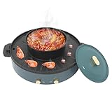 NaMaSyo Hot Pot Elektrisch Professional Set, 2000W Elektrischer Hot Pot mit Grillfunktion, 2 in 1 koreanischer BBQ Shabu Feuertopf mit Separater Doppelter Temperaturregelung (Grün)