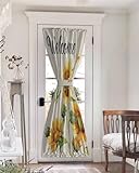 Sunflower Butterfly French Door Curtain Sliding Front Door Curtains for Glass Window Blackout Thermal Privacy Vintage Sunglasses Green Leaves Sidelight Curtains for Living Room Patio 54"x72"
