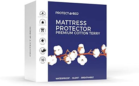 Protect-A-Bed Premium Cotton Terry Cloth Waterproof Mattress Protector, Blocks Dust Mites and Allergens, Machine Washable, Queen