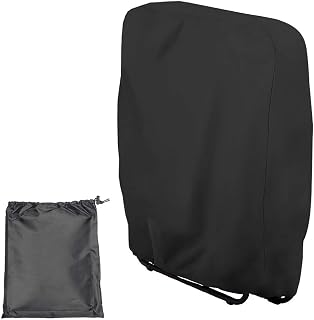 Iyalezirk - Funda de silla plegable al aire libre, por gravedad, impermeable, antipolvo, para muebles de patio, césped, 32,3 x 36,6 pulgadas, color negro