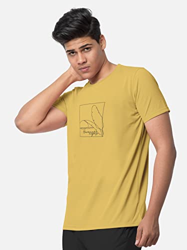 Image of BULLMER Black Trendy Typographic Printed Round Neck Half Sleeve Tshirt for Men