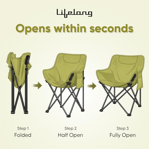 Image of Lifelong Foldable Camping Chair for Travelling | Portable Folding Chair with Back Rest & Side Pocket | Carbon Steel Frame | Durable Oxford Cloth | Indoor Outdoor Chair for Camping & Hiking