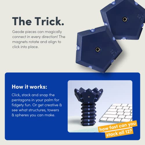 Speks Geode Matte Pentagons Magnetic Fidget Toy for Adults | Quiet Sensory Toy for Stress Relief & Anxiety, Office Desk ADHD Tool, Stocking Stuffer & Top Gadget Gift Idea | Space Cadet, 12-Piece Set - Thumbnail 5