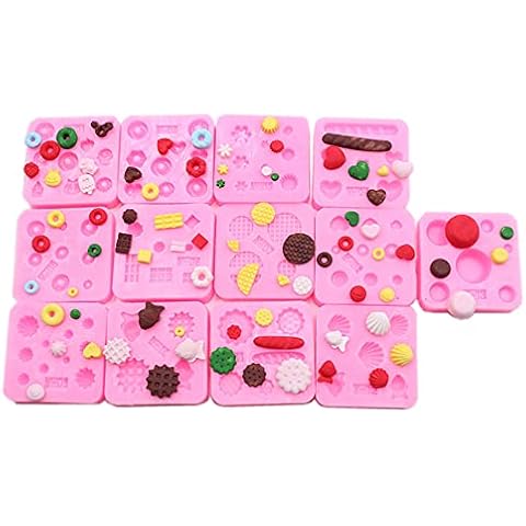 Cestony 13Pes Mini Silicone Molds for DIY Cake Fondant Biscuit Cookies Sugar Pudding Chocolate Hard Candies Dessert Candle Decor Cover