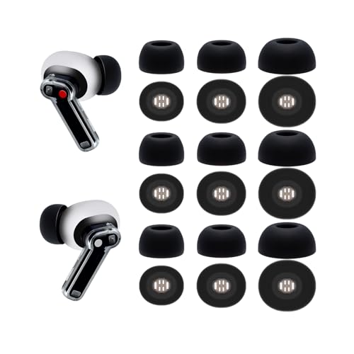Klowcok Replacement Ear Tips for Nothing Ear/Nothing Ear (a) / Nothing Ear (3) Wireless Earbuds, Soft Silicone Eartips 9 Pairs (S/M/L) (Black)