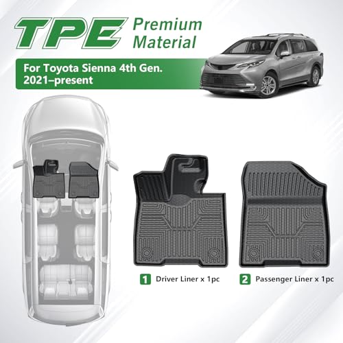Cacartist Floor Mats Custom Fit for Toyota Sienna Platinum Hybrid 2021-2025 2026 (Only for 7 Seater Platinum Trim) Accessories TPE All Weather Waterproof Durable Heavy Duty Floor Liners by Cacartist - Image 2