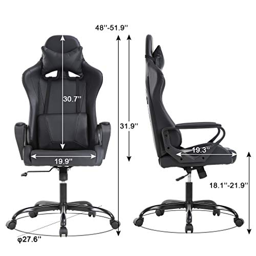 BestOffice Gaming Chair Office Chair Desk Chair Swivel Rolling High Back PU Leather Executive PC Adjustable Massage Racing Computer Chair with Lumbar Support Headrest Armrest Task Chair(Black) by BestOffice - Image 7