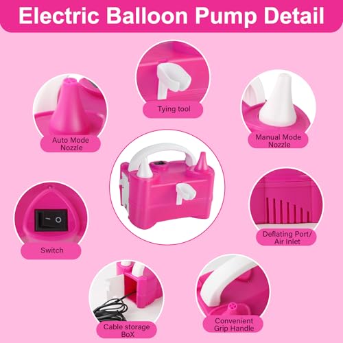 HUIYOPU Pompa per Pallone Elettrica, Pallone Gonfiatore Portatile a Doppio Ugello per Festa di Nozze Celebrazione Compleanno Decorazione - 3