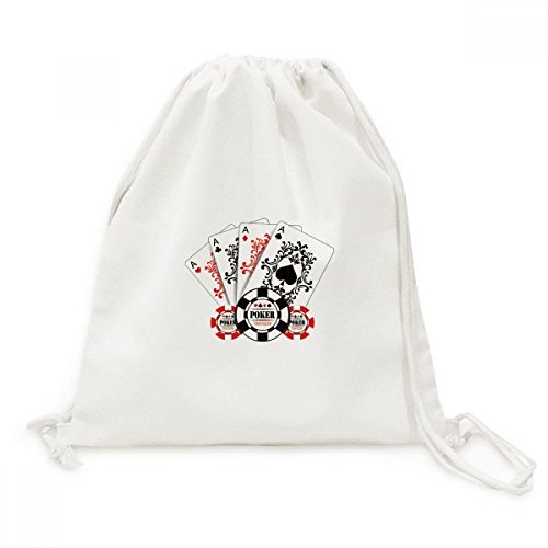 Sac à dos cordon toile imprimé jeu de cartes et ustensiles pour sport voyage et loisirs