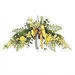24in Artificial Flower Swag with Lemon, Spring Lemon Fruit Garland Rustic Decorative Swag Farmhouse Floral Garland with Large Bow for Wedding Arch Front Door Wall Home Decor(Yellow)
