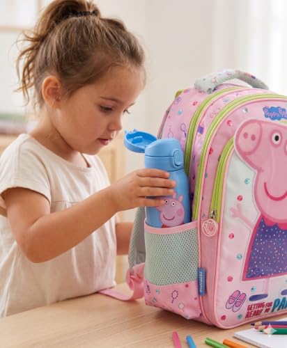 Image of STRIDERS Peppa Pig School Bag for Kids | Spacious Durable Rolling Backpack | Padded Comfortable Straps & Fun Design | Ideal for School Travel & Play