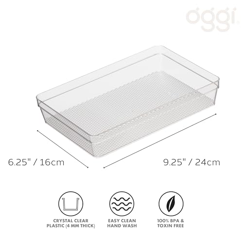 Image of Oggi Drawer Organizer - 6 inch X 9 inch - Ideal for Organizing Kitchen Drawers, Office, Desk, Silverware, Kitchen Utensils, Cosmetics and Bathrooms, Rectangular, Clear, 1.0 Count
