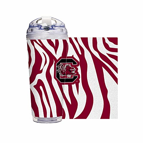 Image of Rico Industries NCAA Glitter 24oz Acrylic Glitter Tumbler with Hinged Lid, Officially Licensed Double Wall Tumbler with Straw