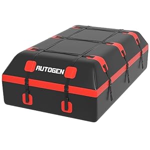 AUTOGEN Rooftop Cargo Carrier, 21 Cubic Feet Double Zipper Waterproof Roof Rack Cargo Carrier, Car Top Carrier with Anti-Slip Mat, 6 Door Hooks Suitable for Cars with/Without Roof Rack