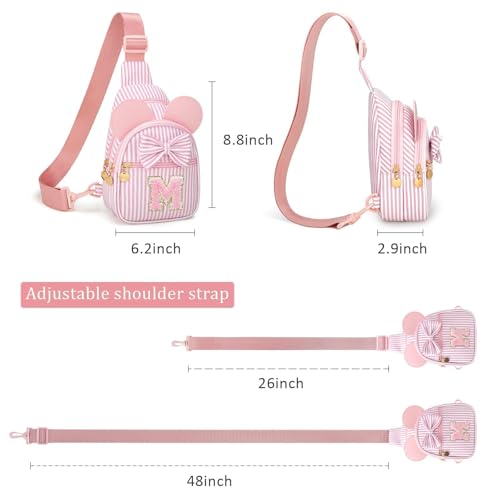 Image of Initial Purse for Girls Kids,Birthday Gifts for 3-8 Years Old | Personalized Crossbody Bag, Small Toddler Sling Bags Cute Fanny Pack, Gifts for Daughter Sister Grandkids, Pink M