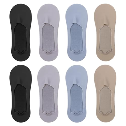 RTRTGS 4 Pares Calcetines Invisibles Hombres Calcetines Cortos de Barco Con Silicona Antideslizante 39-43